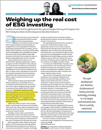 ESG investing, Finweek