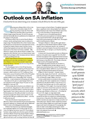 image of a magazine article on the outlook for SA inflation