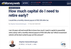 Screen grab of a moneyweb reader question. an online portal for financial advice.