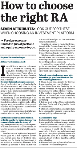 Newspaper clipping of an article about the factors to consider when choosing a retirement annuity
