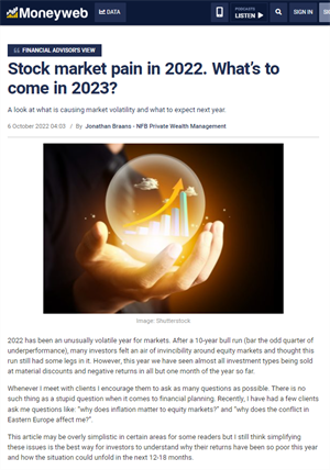 news article clipping about an article on market outlook for 2023