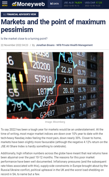 online article screen shot talking to investment markets 