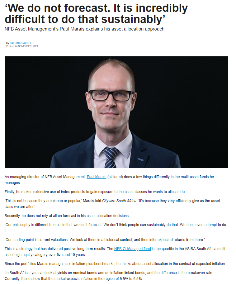 screenshot of website article on asset allocation