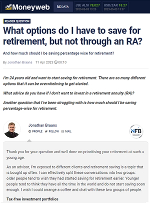 online financial news article clipping about saving for retirement