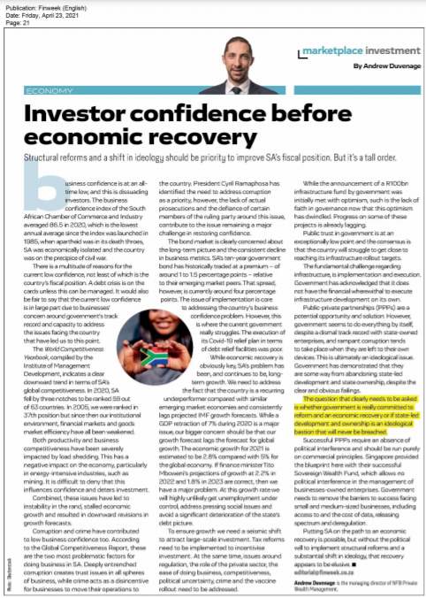 Investor confidence before economic recovery