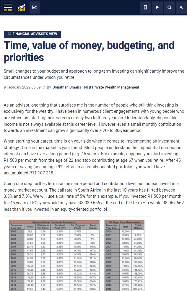 jono-braans-time-value-of-money-budgeting-and-priorities-moneyweb