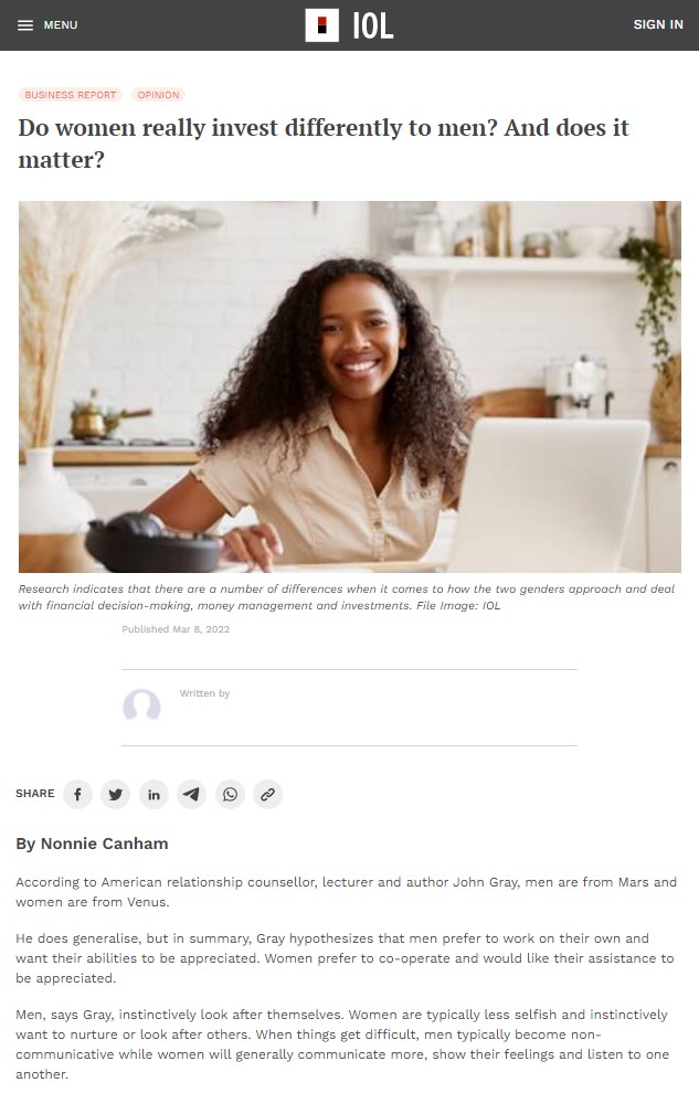 NonnieC-do-women-really-invest-differently-to-men-and-does-it-matter-iol