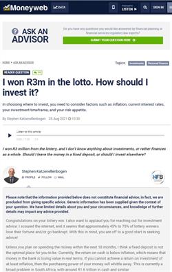 SteveK-I-won- R3m-lotto-How-should-I-invest it-Moneyweb